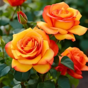 Orange Hybrid Tea Rose Bush Live Plant - 5-9 Inch Tall Fragrant Flowers - Well-Rooted 1 Year Old